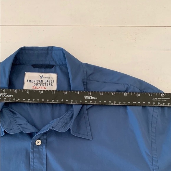 American Eagle Outfitters XXL Vintage Fit Blue Casual Short Sleeve Shirt N016 - Picture 8 of 10